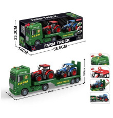 Трейлер 666-69 F (9) “Фермерська машина”, звуки, підсвічування, інерція, гумові шини, 2 трактори, в коробці