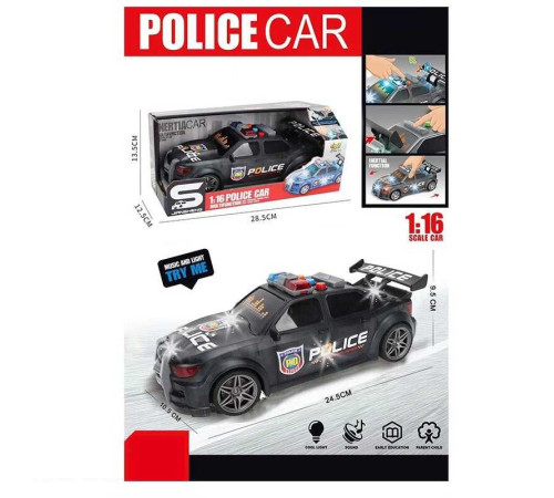 Машина JS 124 I (48) "Поліція", масштаб - 1:16, інерція, підсвічування, звук, рухомі елементи, в коробці