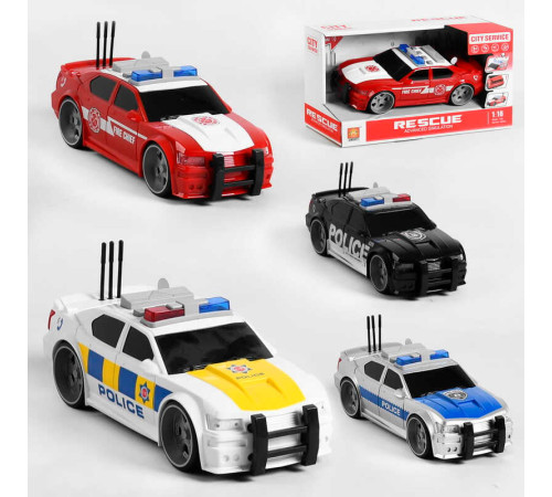 Машина WY 620 A / B / C / D (24) "Службовий транспорт", 4 види, відкривається багажник, підсвічування мигалок, звук сирени, фрази англійською мовою, в коробці, ВИДАЄТЬСЯ ТІЛЬКИ МІКС ВИДІВ