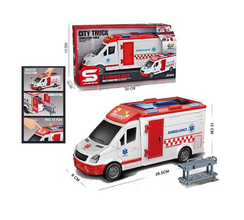 Машина JS 126 (36) “Швидка допомога”, масштаб 1:16, тематичні сигнали, підсвічування, інерція, відкривається дах та двері, в коробці – в наличии! Купите сейчас у KAZKOVA
