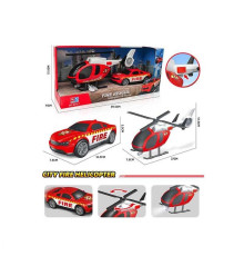Спецтехніка 8215-1 (32/2) на батарейках, звук, підсвітка, машинка, вертоліт, в коробці