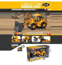 Спецтехніка WD 103 B1 (48) довжина - 29 см, підсвічування, звуки, інерція, масштаб 1:16, гумові шини, на батарейках, механічний ківш, в коробці