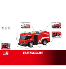 Спецтехніка WY 1134 A (96) "Пожежний автомобіль", інерція, світло, звук, масштаб 1:32, гумові колеса, рухома драбина, в коробці