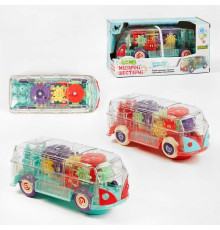 Автобус 60275 (80) "WToys", 2 кольори, світло, звук, прозорий корпус, колесо вільного ходу, рухомі шестерні, в коробці