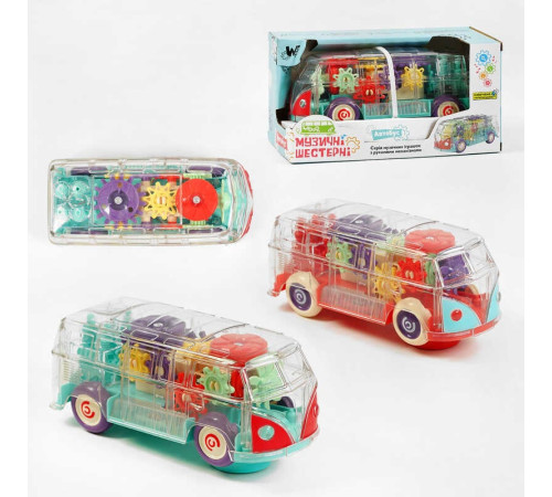 Автобус 60275 (80) "WToys", 2 кольори, світло, звук, прозорий корпус, колесо вільного ходу, рухомі шестерні, в коробці – в наличии! Купите сейчас у KAZKOVA