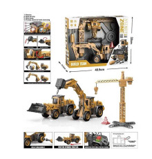 Набір спецтехніки YW 9101 A (18/2) підсвічування, звуки, інерційний механізм, рухливі елементи, інструменти, функціональний кран, в коробці