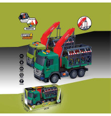 Машина музична 687-61 B (24/2) 2 види, "Вантажівка", підсвічування, звукові ефекти, інерція, рухомі деталі, фігурка динозавра, в коробці
