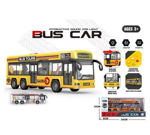 Автобус 329-1 (36/2) 3 види, інерція, звук, підсвічування, мелодії, пісні, в коробці, ВИДАЄТЬСЯ ТІЛЬКИ МІКС ВИДІВ
