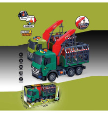 Машина музична 687-61 C (24/2) 2 кольори, "Вантажівка", підсвічування, звукові ефекти, інерція, рухомі деталі, фігурки тварин, в коробці, ВИДАЄТЬСЯ МІКС