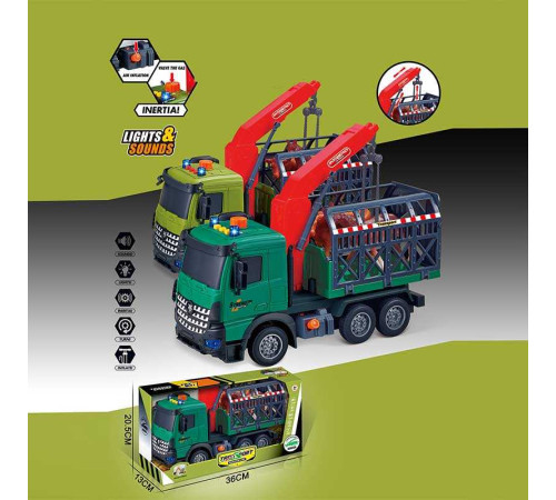 Машина музична 687-61 C (24/2) 2 кольори, "Вантажівка", підсвічування, звукові ефекти, інерція, рухомі деталі, фігурки тварин, в коробці, ВИДАЄТЬСЯ МІКС