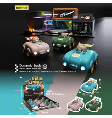 Набір машин 512-15 (18) ЦІНА ЗА 9 ШТУК В БЛОЦІ, підсвічування фар, інерція, ведмедик рухається, гумові колеса, в коробці