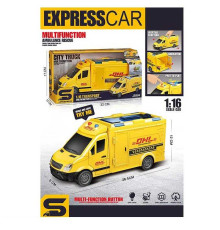 Спецтехніка JS 126 F (36) “Автофургон”, 1:16, звуки, підсвічування, інерція, відкриваються дверцята, гумові шини, в коробці