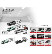 Машинка CZ 58 B (36) 3 кольори, інерція, на батарейках, масштаб 1:32, трейлер-причіп, підсвічування, звуки, відчиняються дверцята, мотоцикл, в коробці, ВИДАЄТЬСЯ ТІЛЬКИ МІКС ВИДІВ