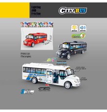 Автобус 7733 (110) 3 кольори, звуки, підсвічування, інерція, гумові шини, на батарейках, відчиняються двері, в пакеті, ВИДАЄТЬСЯ ТІЛЬКИ МІКС ВИДІВ