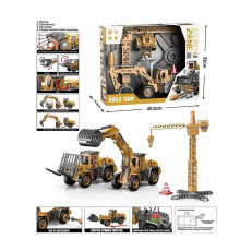 Набір спецтехніки YW 9101 C (18/2) підсвічування, звуки, інерційний механізм, рухливі елементи, інструменти, функціональний кран, в коробці