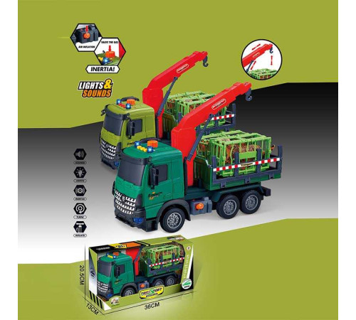 Машина музична 687-62 A (24/2) 2 кольори, "Вантажівка", підсвічування, звукові ефекти, інерція, рухомі деталі, фігурки тварин, в коробці, ВИДАЄТЬСЯ МІКС – в наличии! Купите сейчас у KAZKOVA