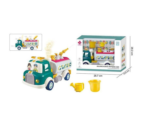 Спецтехніка A 88034 (18) помповий механізм, бризкає водою, інерція, підсвічування, звуки, парогенерація, рухомі елементи, конструктор, на батарейках, в коробці