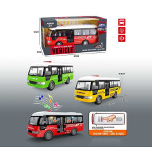 Автобус YM 9907 B (84/2) розмір: 19х8х8.5 см, підсвічування, звуки та мелодії, інерція, відчиняються двері, гумові колеса, в коробці
