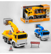 Спецтехніка WY 833 A / WY 833 B (18) "Автовежа", 2 кольори, на батарейках, інерція, помповий насос, висувна стріла, світло маячків, звук, в коробці
