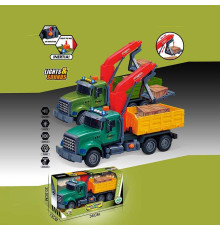 Машина музична 687-50 A (24/2) ШТРИХ=11377 2 кольори, "Вантажівка", підсвічування, звукові ефекти, механічне підіймання стріли, інерція, аксесуари, в коробці, ВИДАЄТЬСЯ МІКС ВИДІВ