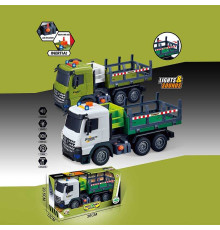 Машина музична 687-63 C (24/2) 2 кольори, "Вантажівка", підсвічування, звукові ефекти, механічне підіймання кузова, інерція, рухомі деталі, в коробці, ВИДАЄТЬСЯ МІКС ВИДІВ