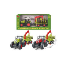 Трактор 99-56 B (24) 2 кольори, масштаб: 1:16, причеп, маніпулятор, інерція, підсвічування, звук, гумові колеса, вантаж, рухомі елементи, в коробці