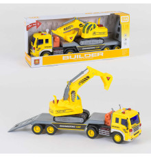 Трейлер з екскаватором WY 571 A (18) інерція, світло, звук, в коробці