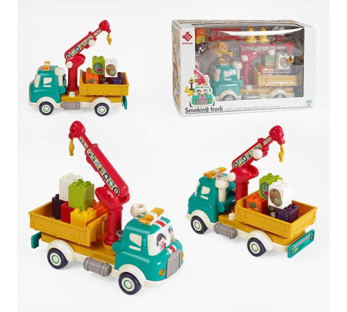 Машинка 88025 (18) підсвічування, звуки, парогенератор, інерція, рухомі елементи, дорожні знаки, конструктор, в коробці