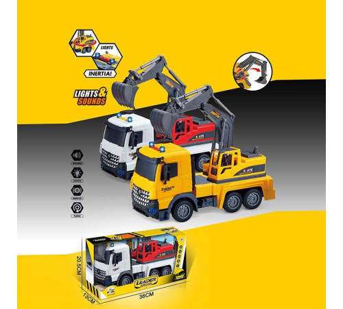 Машина музична 687-54 A (24/2) 2 види, "Екскаватор", підсвічування, звукові ефекти, рухомі деталі, інерція, в коробці
