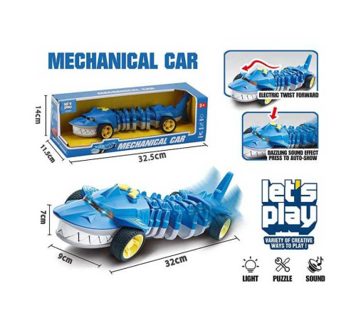 Машина музична PD 88-13 (36/2) “Акула”, звук, підсвічування, гумові колеса, в коробці