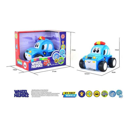 Машинка м`яка QL 8001 C-5 (48/2) “Поліцейська машина”, герой, звуки, музика, вібрує, знімний чохол, на батарейках, в коробці – в наличии! Купите сейчас у KAZKOVA