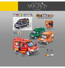 Спецтехніка 7751 (100) 4 кольори, звуки, підсвічування, інерція, гумові шини, на батарейках, відчиняються двері, в пакеті, ВИДАЄТЬСЯ ТІЛЬКИ МІКС ВИДІВ