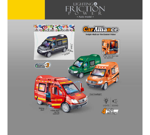 Спецтехніка 7751 (100) 4 кольори, звуки, підсвічування, інерція, гумові шини, на батарейках, відчиняються двері, в пакеті, ВИДАЄТЬСЯ ТІЛЬКИ МІКС ВИДІВ – в наличии! Купите сейчас у KAZKOVA