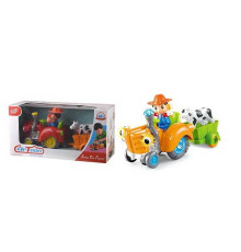 Трактор з причепом HD 963 (24) світло, мелодія, колесо вільного руху, знімний причіп, фігурка корови, в коробці