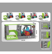 Спецтехніка X 555-55 (72/2) 4 види, вилковий навантажувач, звук, підсвічування, шестерні, колесо вільного ходу, в коробці, ВИДАЄТЬСЯ ТІЛЬКИ МІКС ВИДІВ