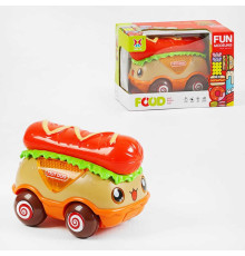 Машина музична XJ 535 (72/2) "Хот дог", на батарейках, звуки машини, підсвічування, мелодія, інерція, в коробці