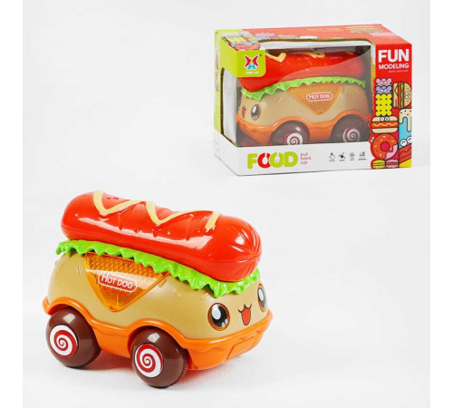 Машина музична XJ 535 (72/2) "Хот дог", на батарейках, звуки машини, підсвічування, мелодія, інерція, в коробці