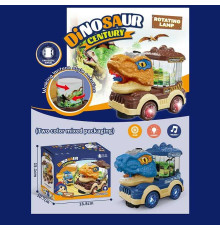 Машина музична QB 57 Y (48) 2 кольори, "Динозавр", підсвічування, звуки, мелодія, проєкція, колесо вільного руху, в коробці