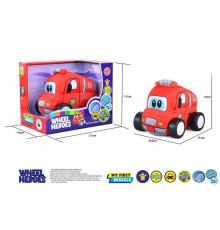 Машинка м`яка QL 8002 C-5 (48) “Пожежна машина”, герой, звуки, музика, вібрує, знімний чохол, на батарейках, в коробці