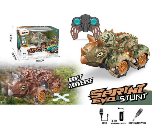 Машина на радіокеруванні 989-38 (18) “Динозавр”, підсвічування, акум. 3,7 V, пульт 2,4 G, гумові колеса, в коробці