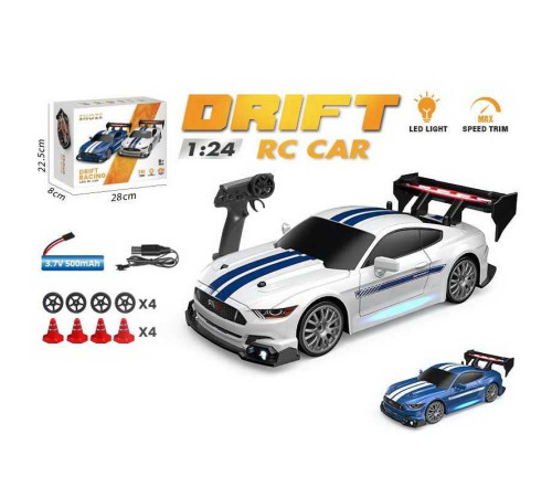Машина на радіокеруванні 8602 (28) 2 види, акумулятор 3.7 V, пульт 2.4 GHz, 1:24, дрифт, підсвічування, змінні колеса, в коробці