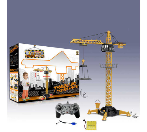 Кран на радіокеруванні 8640-1 (8) акумулятор 4.8 V, USB кабель, пульт 2.4 GHZ, звук, підсвічування, масштаб 1:18, кабіна обертається, підіймає вантаж, в коробці