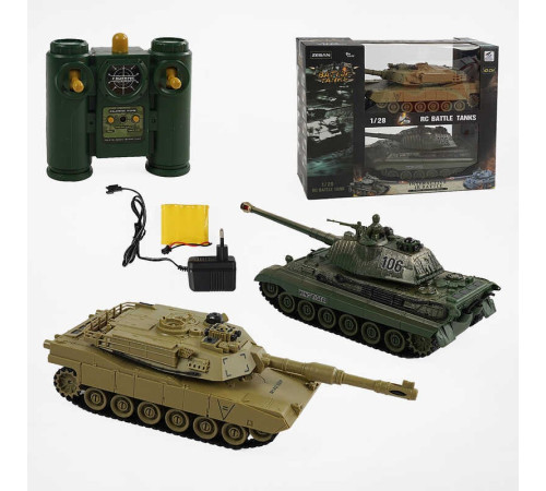 Танковий бій на радіокеруванні 99821 (8/2) 2 танки, акумулятори 4.8 V, пульти 2.4 GMHz, звуки, підсвічування, гумові гусені, рухлива башта, в коробці