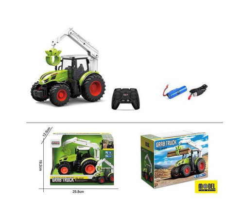 Трактор на радіокеруванні 6606 (24) підсвічування, акумулятор 3.7V, пульт 2.4GHz, USB-кабель, гумові колеса, режим демонстрація, масштаб 1:24, в коробці