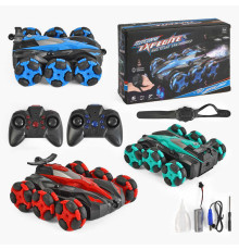 Машина на р/к 878 B-1 (30) 3 кольори, роликові колеса, парогенератор, світло, звук, мелодія, акум. 3.7 V, пульт 2.4 GHz, сенсорний браслет, підіймає колеса, в коробці, ВИДАЄТЬСЯ ТІЛЬКИ МІКС ВИДІВ