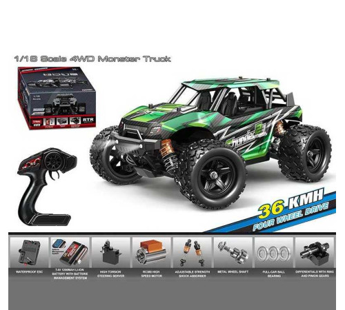 Джип на радіокеруванні HS 18313 (8) акумулятор 7.4 V, USB-кабель, пульт 2.4 G, підсвічування, протиударний корпус, гумові шини, швидкість до 36 км/г, в коробці