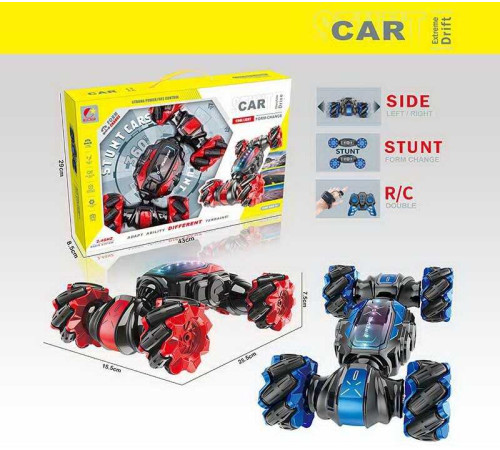 Машина на радіокеруванні CX 86 (24) 2 кольори, роликові колеса, підсвічування, акум. 3.7V, музика, звуки, USB-кабель, пульт 2.4G + сенсорний браслет, викрутка, зміна положення корпусу, в коробці – в наличии! Купите сейчас у KAZKOVA