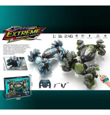 Машина на радіокеруванні YJ 096-1 A (36) 2 кольори, роликові колеса, підсвічування, зміна положення корпуса, USB-кабель, колеса розкриваються при русі, акум. 3.7V, масштаб 1:16, пульт 2.4G + сенсорний браслет, в коробці