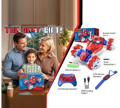 Машина на радіокеруванні CV 8818-109 A (36) акум. 3.7V, USB-кабель, підсвічування, роликові колеса, зміна положення корпуса, викрутка, пульт 2.4G + сенсорний браслет, звуки, музика, режими їзди, в коробці – в наличии! Купите сейчас у KAZKOVA