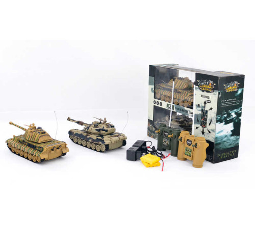 Танковий бій на радіокеруванні 99821 (8/2) 2 танки, акумулятори 4.8 V, пульти 2.4 GMHz, звуки, підсвічування, гумові гусені, рухлива башта, в коробці